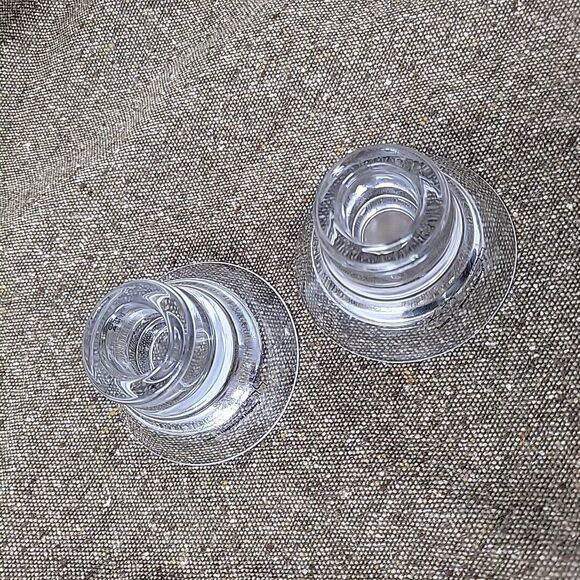 Vintage IKEA Clear Glass 2 Way Candle Holders Lot 2 K&M Hagberg With Sticker 2" - Picture 3 of 7